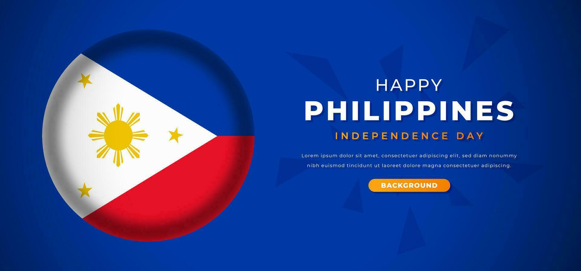 Happy Philippines Independence Day Design Paper Cut Shapes Background Illustration for Poster, Banner, Advertising, Greeting Card vector