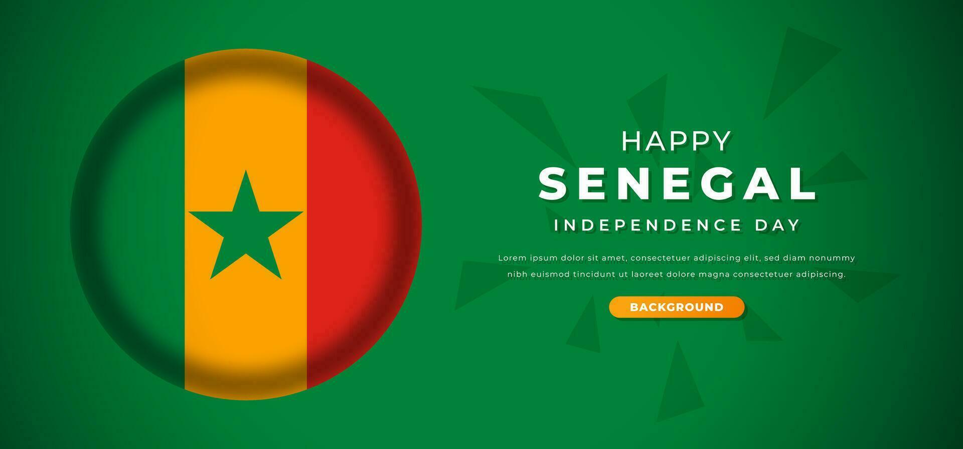 Happy Senegal Independence Day Design Paper Cut Shapes Background Illustration for Poster, Banner, Advertising, Greeting Card vector