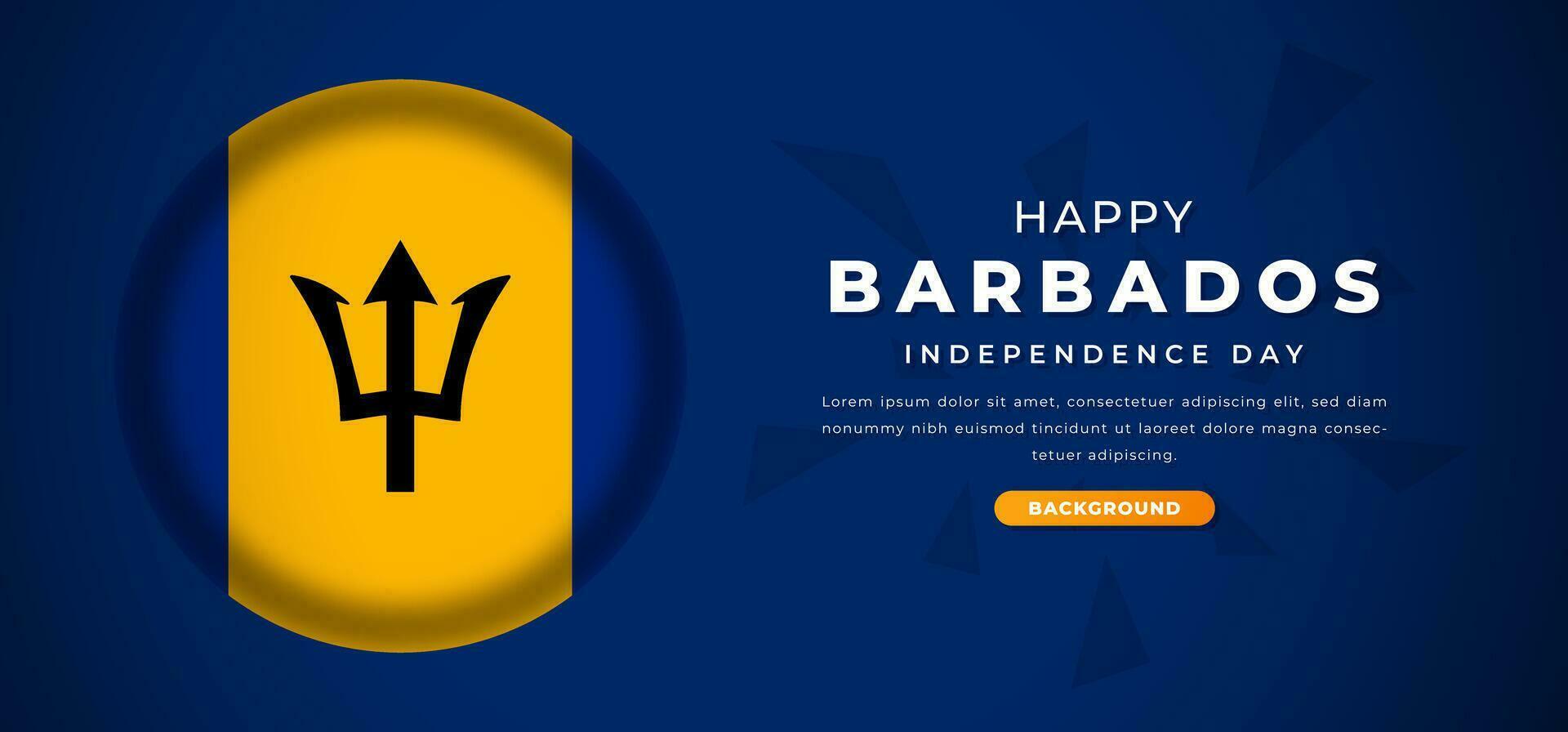 Happy Barbados Independence Day Design Paper Cut Shapes Background Illustration for Poster, Banner, Advertising, Greeting Card vector