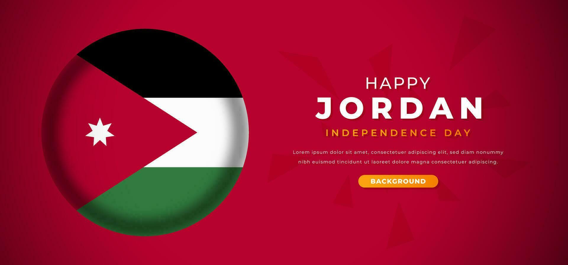 Happy Jordan Independence Day Design Paper Cut Shapes Background Illustration for Poster, Banner, Advertising, Greeting Card vector