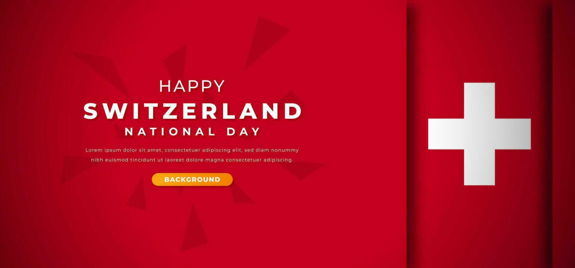 Happy Switzerland National Day Design Paper Cut Shapes Background Illustration for Poster, Banner, Advertising, Greeting Card vector