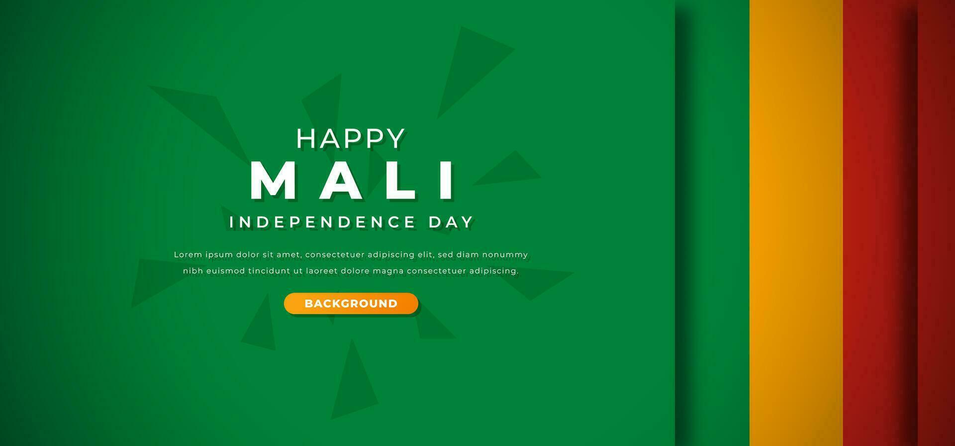 Happy Mali Independence Day Design Paper Cut Shapes Background Illustration for Poster, Banner, Advertising, Greeting Card vector
