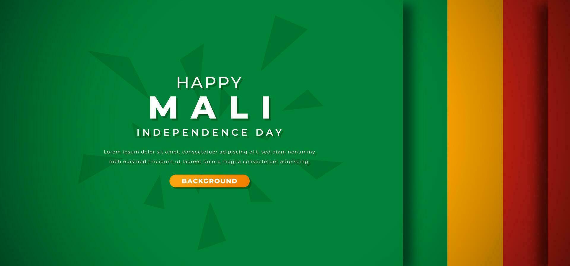 Happy Mali Independence Day Design Paper Cut Shapes Background Illustration for Poster, Banner, Advertising, Greeting Card vector