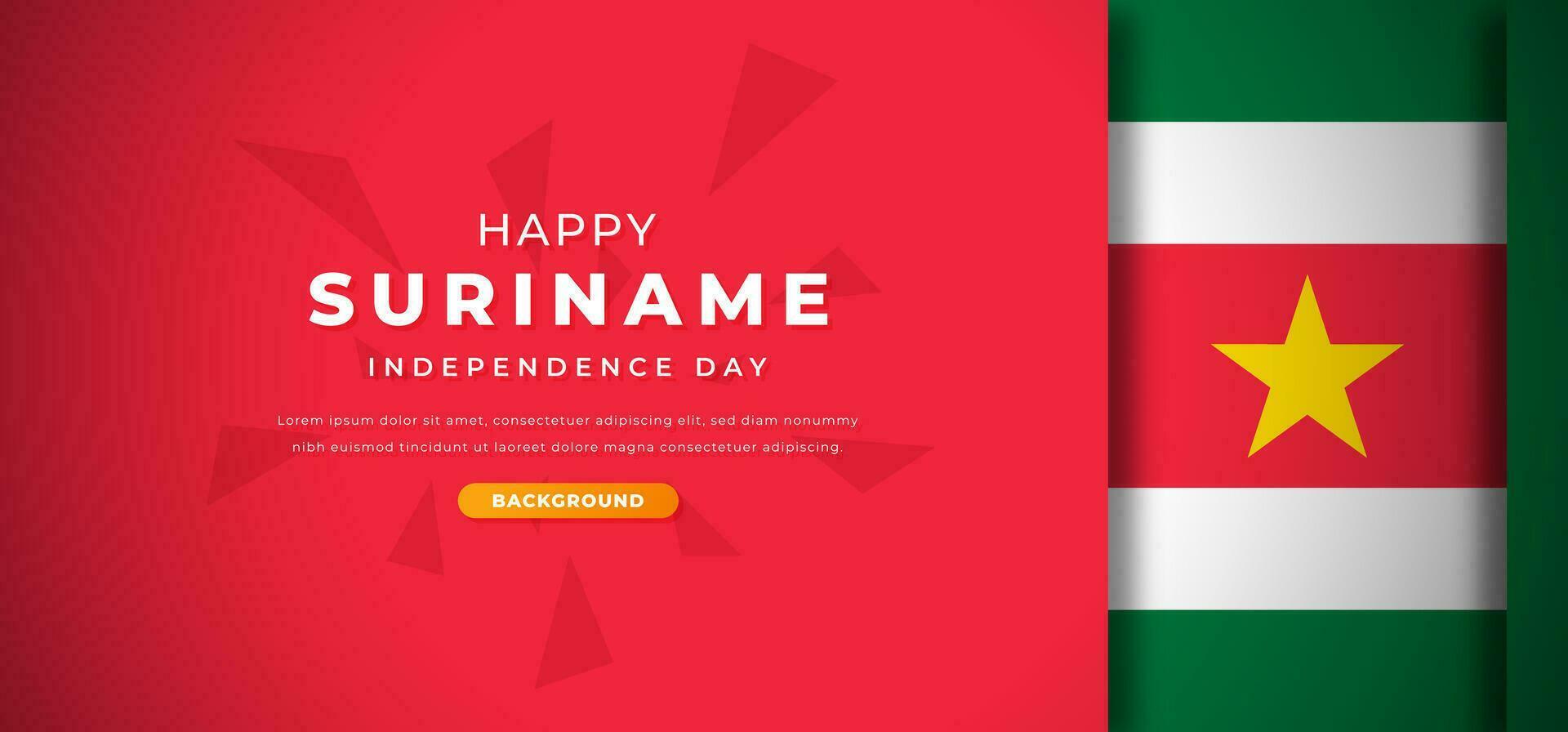 Happy Suriname Independence Day Design Paper Cut Shapes Background Illustration for Poster, Banner, Advertising, Greeting Card vector