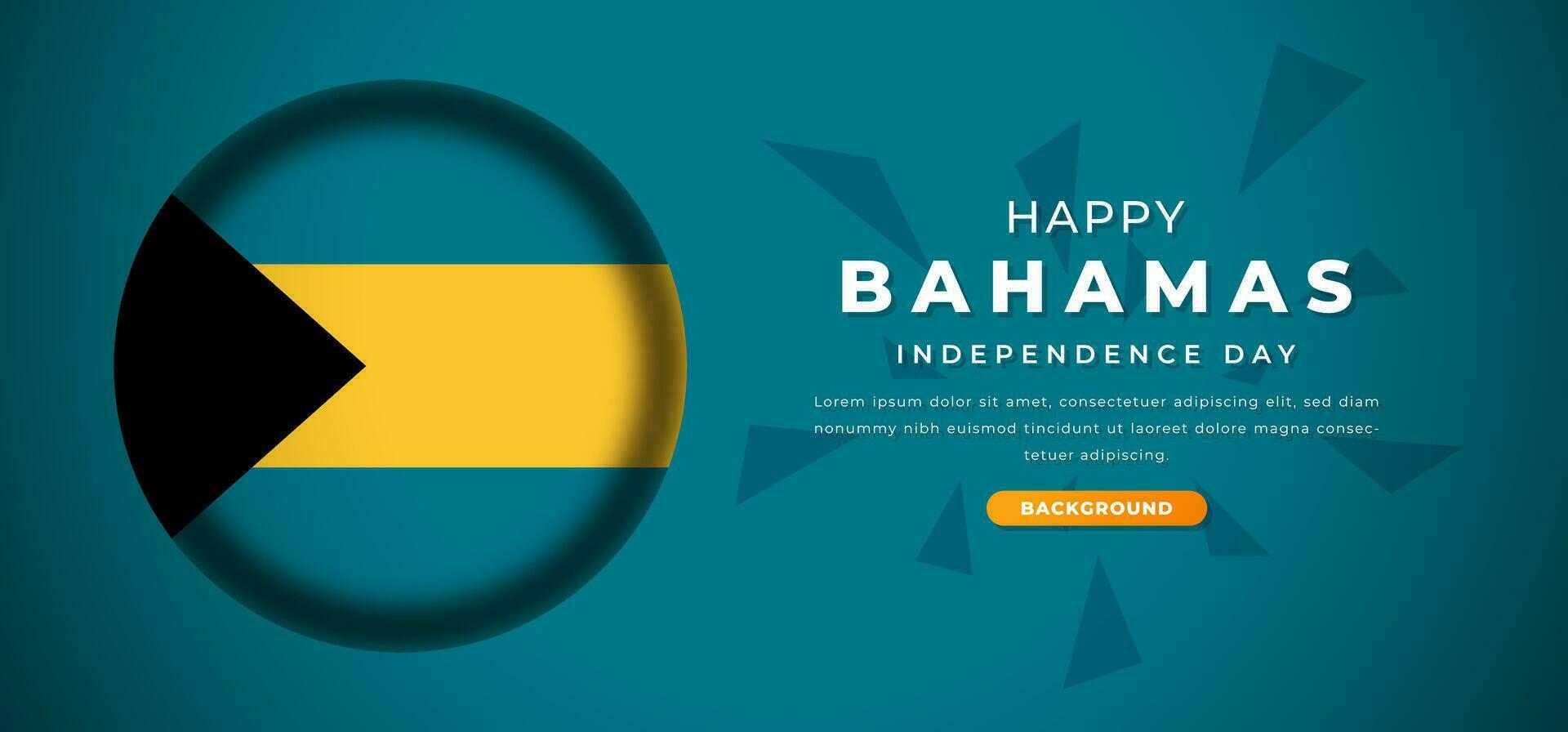 Happy Bahamas Independence Day Design Paper Cut Shapes Background Illustration for Poster, Banner, Advertising, Greeting Card vector