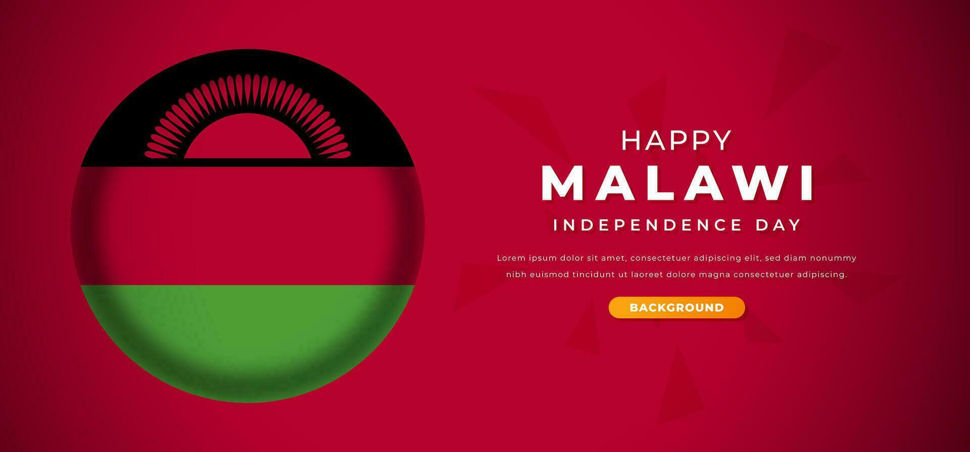 Happy Malawi Independence Day Design Paper Cut Shapes Background Illustration for Poster, Banner, Advertising, Greeting Card vector