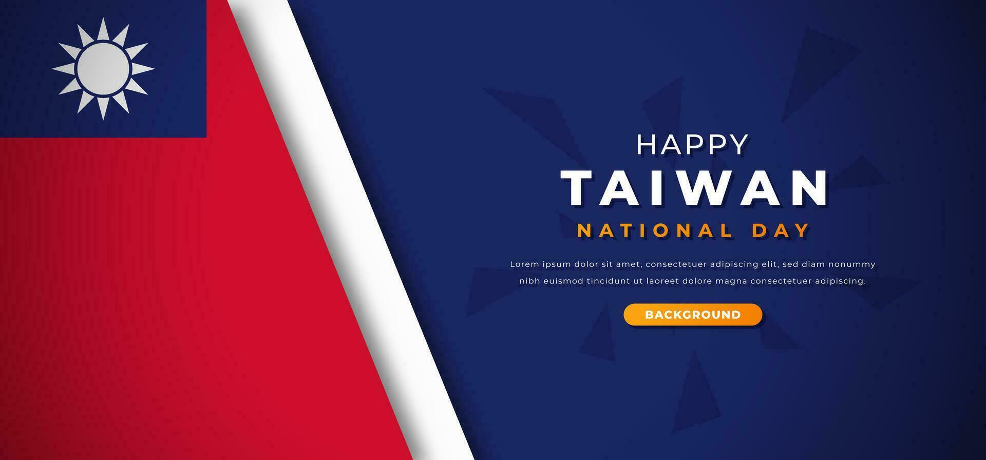 Happy Taiwan National Day Design Paper Cut Shapes Background Illustration for Poster, Banner, Advertising, Greeting Card vector