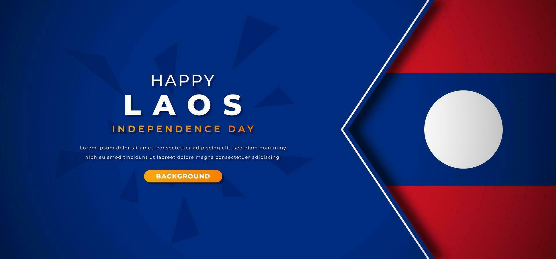 Happy Laos Independence Day Design Paper Cut Shapes Background Illustration for Poster, Banner, Advertising, Greeting Card vector