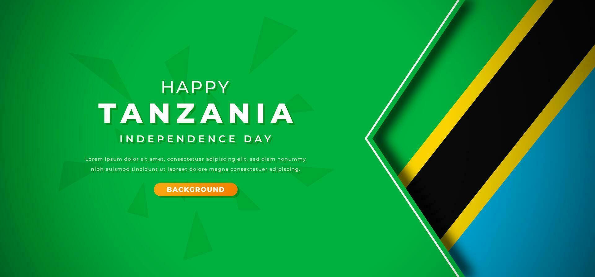 Happy Tanzania Independence Day Design Paper Cut Shapes Background Illustration for Poster, Banner, Advertising, Greeting Card vector