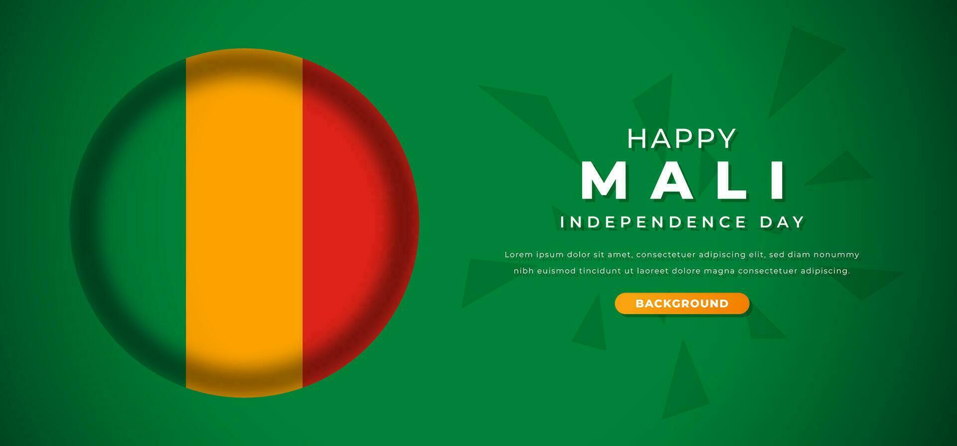 Happy Mali Independence Day Design Paper Cut Shapes Background Illustration for Poster, Banner, Advertising, Greeting Card vector