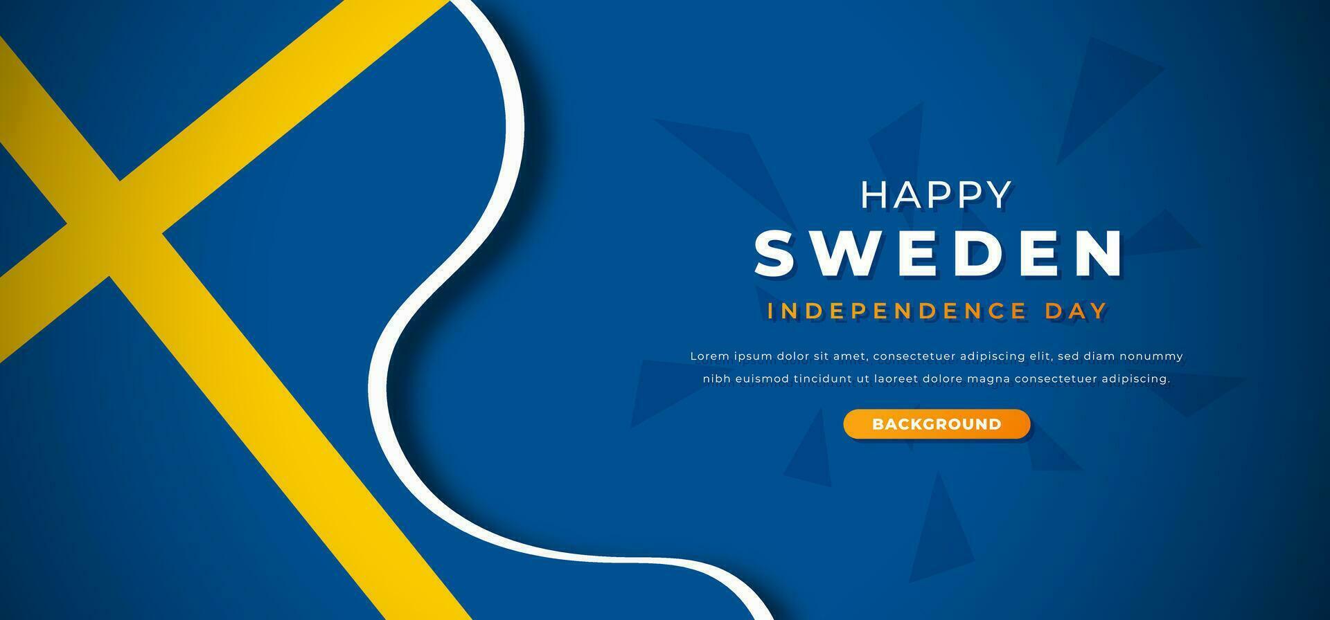 Happy Sweden Independence Day Design Paper Cut Shapes Background Illustration for Poster, Banner, Advertising, Greeting Card vector