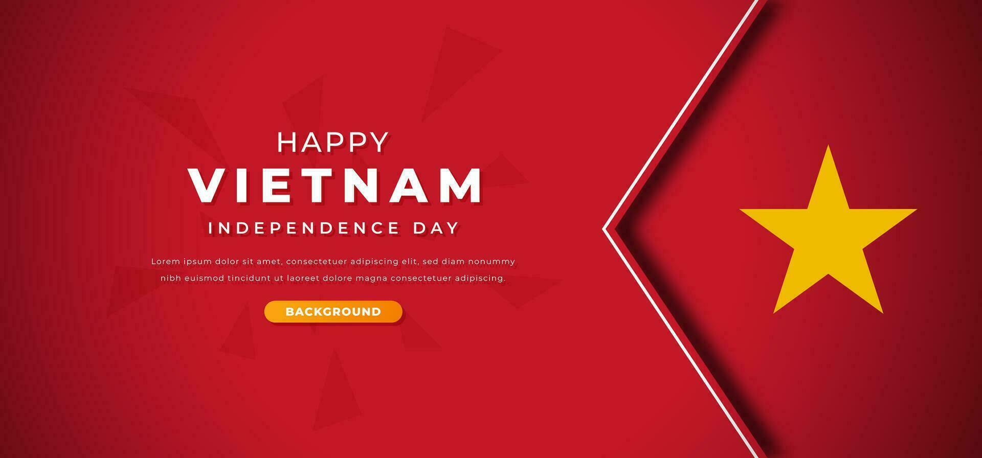 Happy Vietman Independence Day Design Paper Cut Shapes Background Illustration for Poster, Banner, Advertising, Greeting Card vector