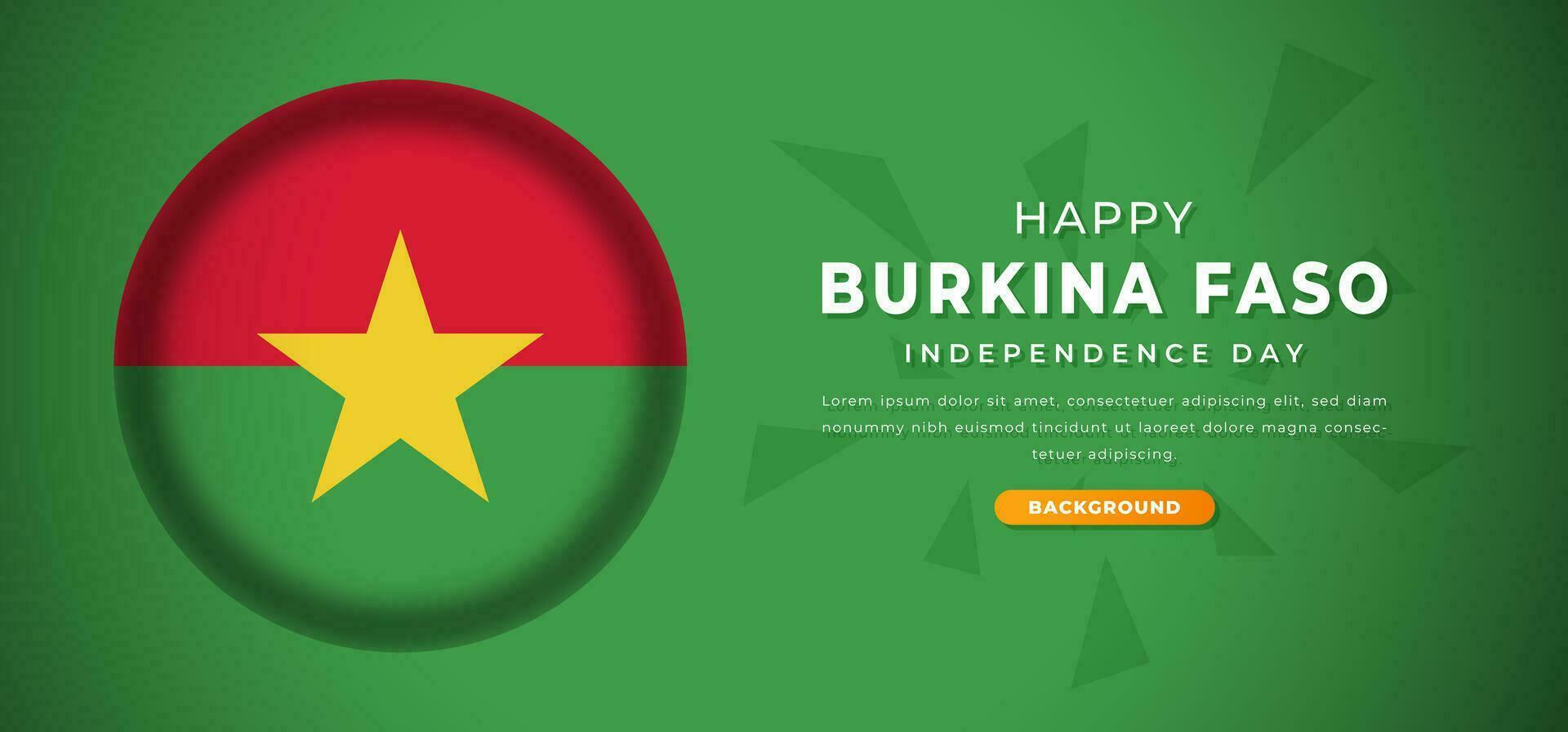 Happy Burkina Faso Independence Day Design Paper Cut Shapes Background Illustration for Poster, Banner, Advertising, Greeting Card vector