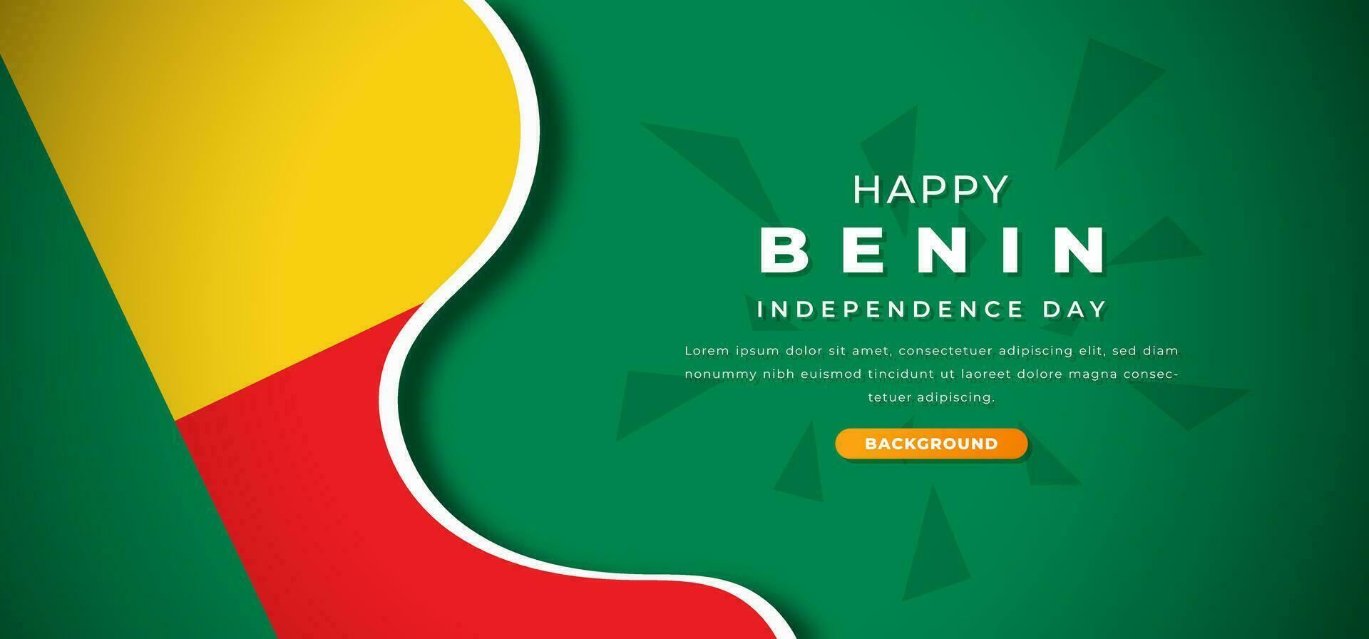 Happy Benin Independence Day Design Paper Cut Shapes Background Illustration for Poster, Banner, Advertising, Greeting Card vector