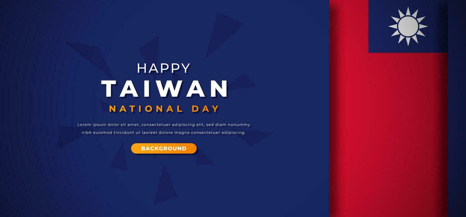 Happy Taiwan National Day Design Paper Cut Shapes Background Illustration for Poster, Banner, Advertising, Greeting Card vector