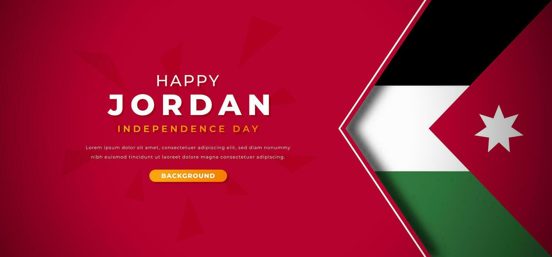 Happy Jordan Independence Day Design Paper Cut Shapes Background Illustration for Poster, Banner, Advertising, Greeting Card vector