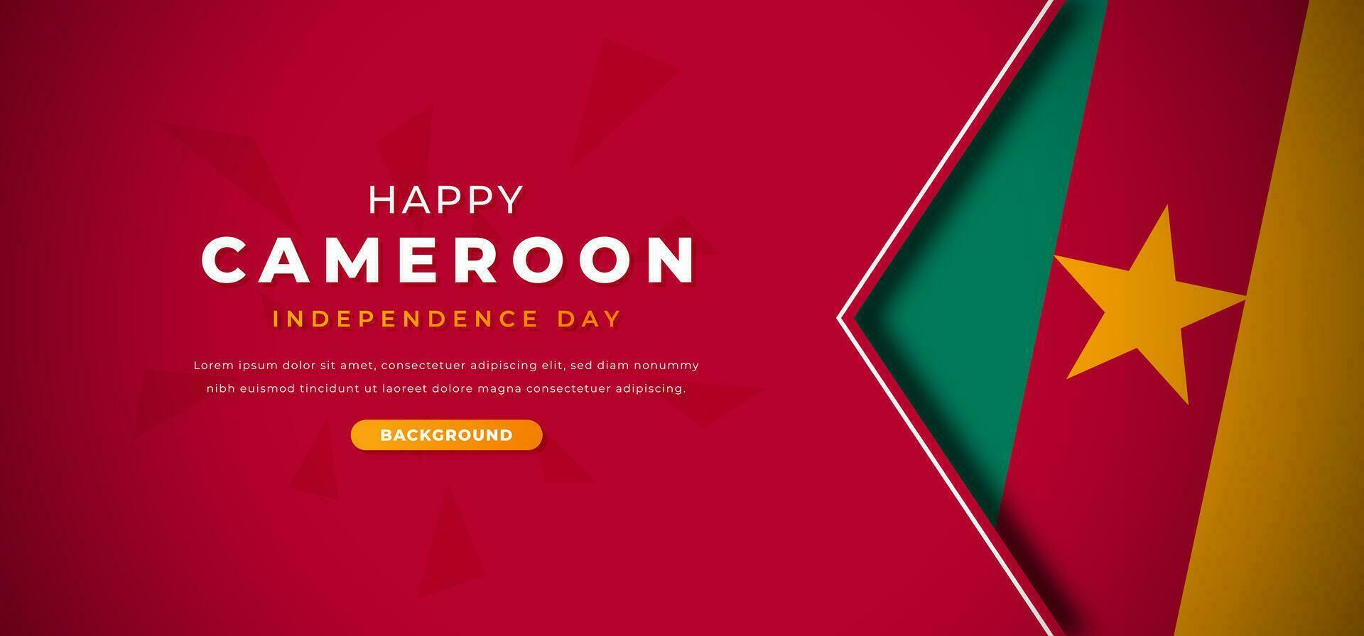 Happy Cameroon Independence Day Design Paper Cut Shapes Background Illustration for Poster, Banner, Advertising, Greeting Card vector