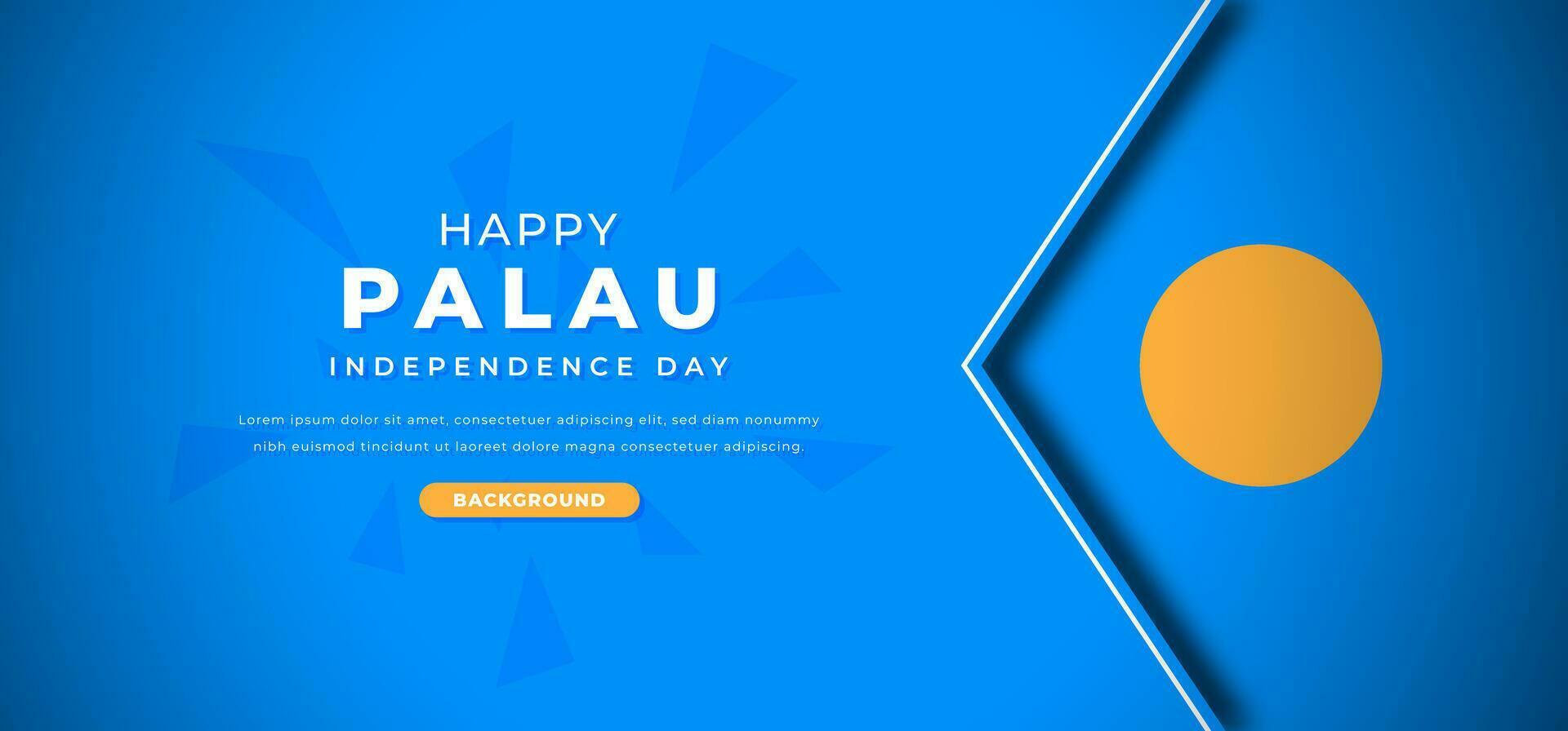 Happy Palau Independence Day Design Paper Cut Shapes Background Illustration for Poster, Banner, Advertising, Greeting Card vector