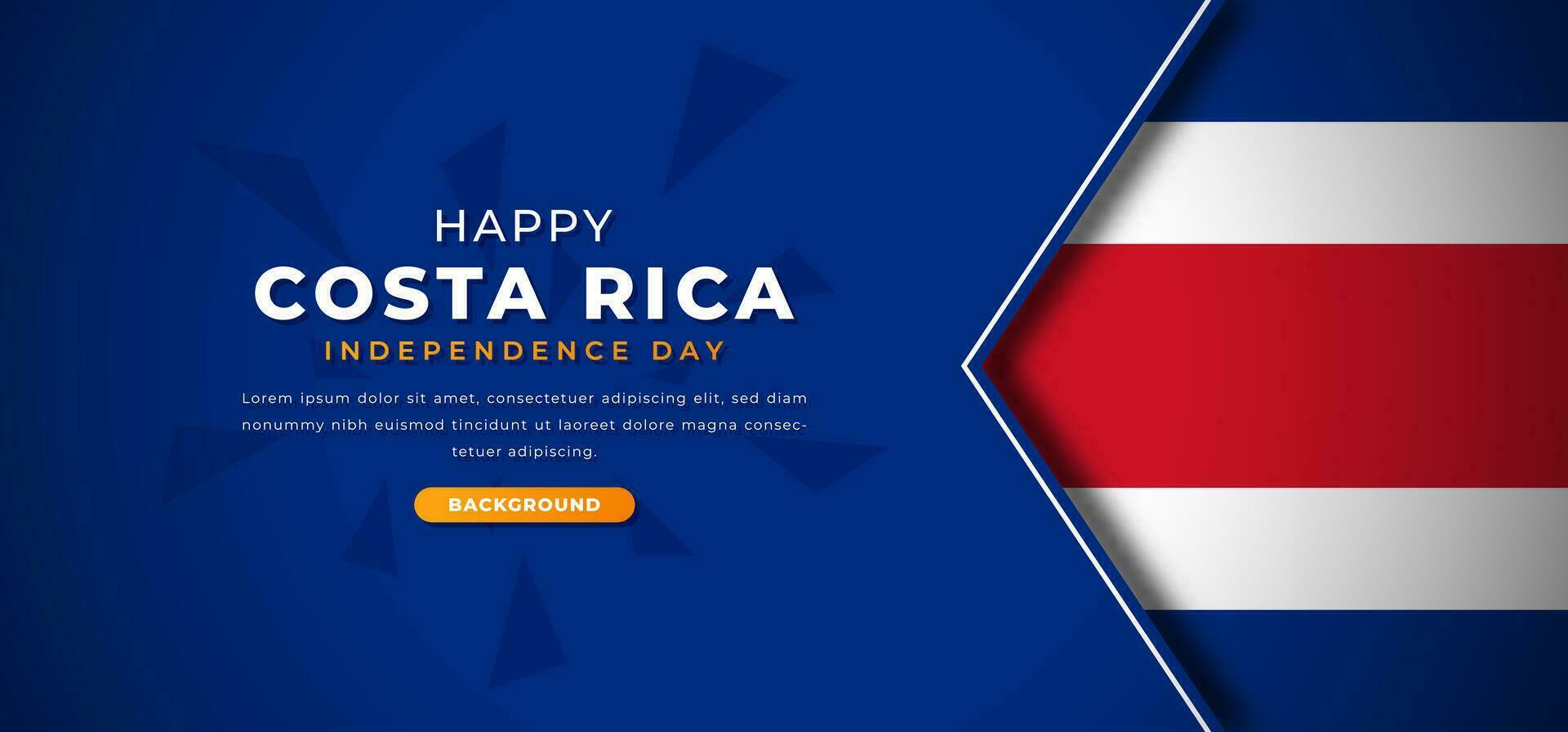 Happy Costa Rica Independence Day Design Paper Cut Shapes Background Illustration for Poster, Banner, Advertising, Greeting Card vector