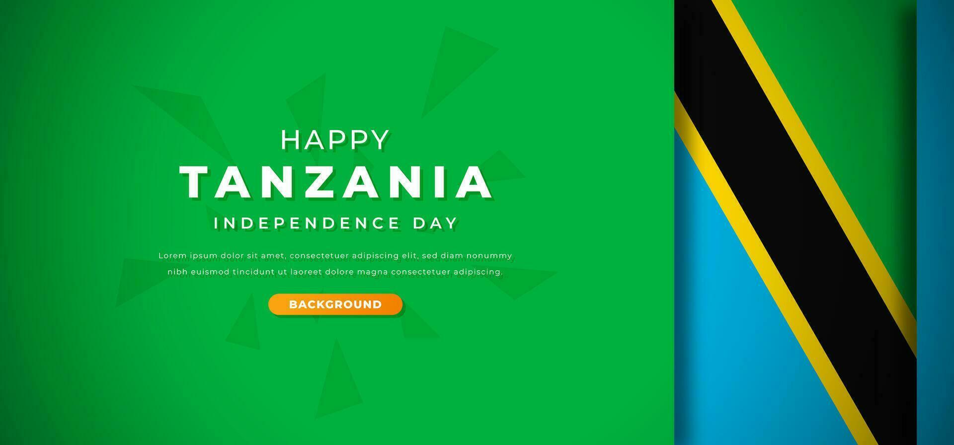 Happy Tanzania Independence Day Design Paper Cut Shapes Background Illustration for Poster, Banner, Advertising, Greeting Card vector