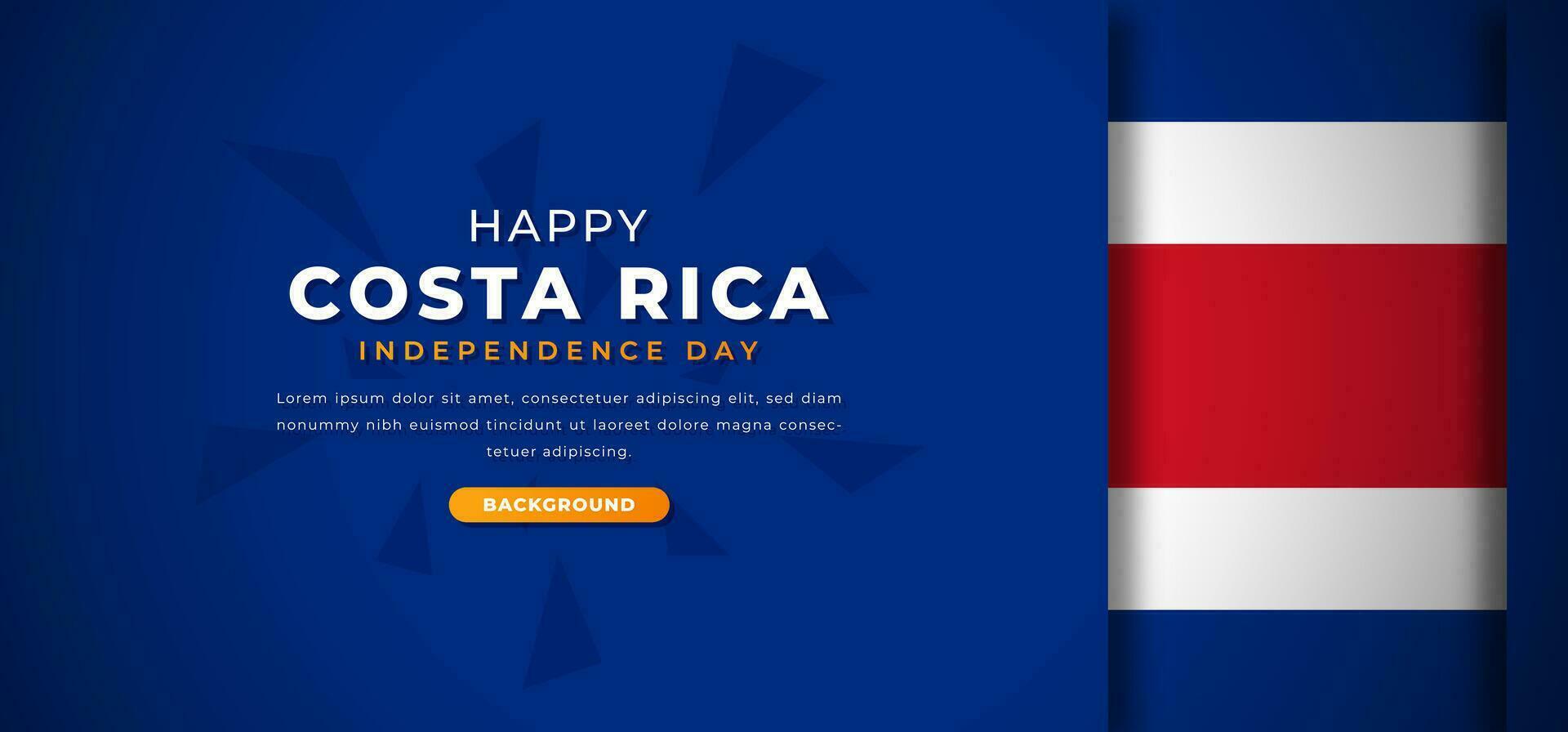 Happy Costa Rica Independence Day Design Paper Cut Shapes Background Illustration for Poster, Banner, Advertising, Greeting Card vector