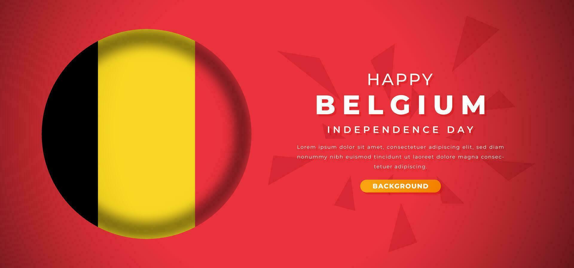 Happy Belgium Independence Day Design Paper Cut Shapes Background Illustration for Poster, Banner, Advertising, Greeting Card vector