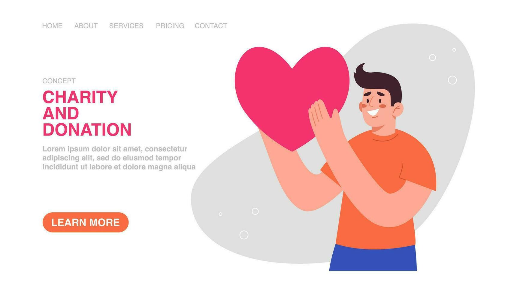 Web banner with man hold heart vector