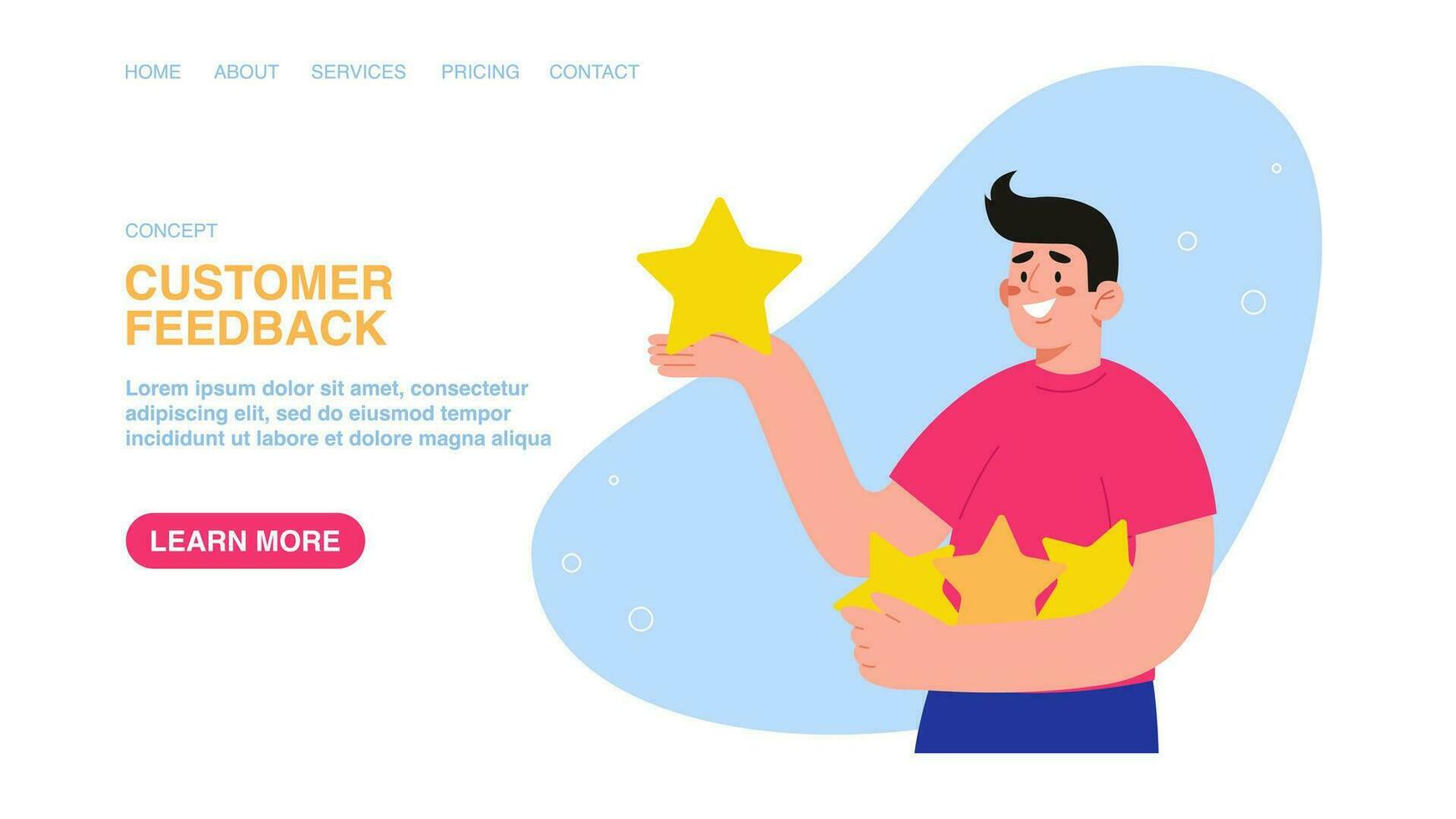 Web banner with man hold stars vector