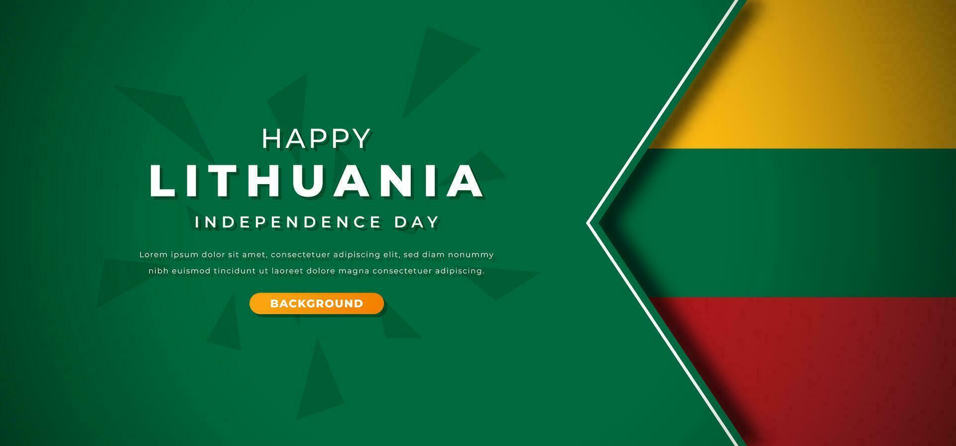 Happy Lithuania Independence Day Design Paper Cut Shapes Background Illustration for Poster, Banner, Advertising, Greeting Card vector