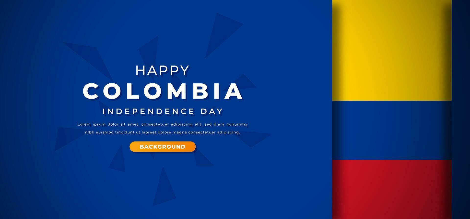 Happy Colombia Independence Day Design Paper Cut Shapes Background Illustration for Poster, Banner, Advertising, Greeting Card vector