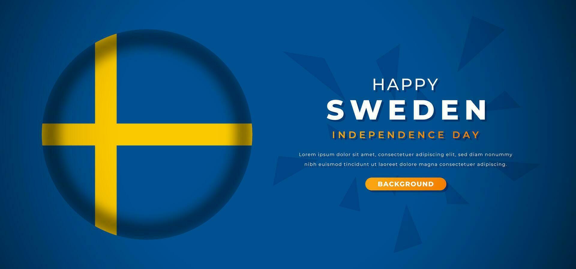 Happy Sweden Independence Day Design Paper Cut Shapes Background Illustration for Poster, Banner, Advertising, Greeting Card vector