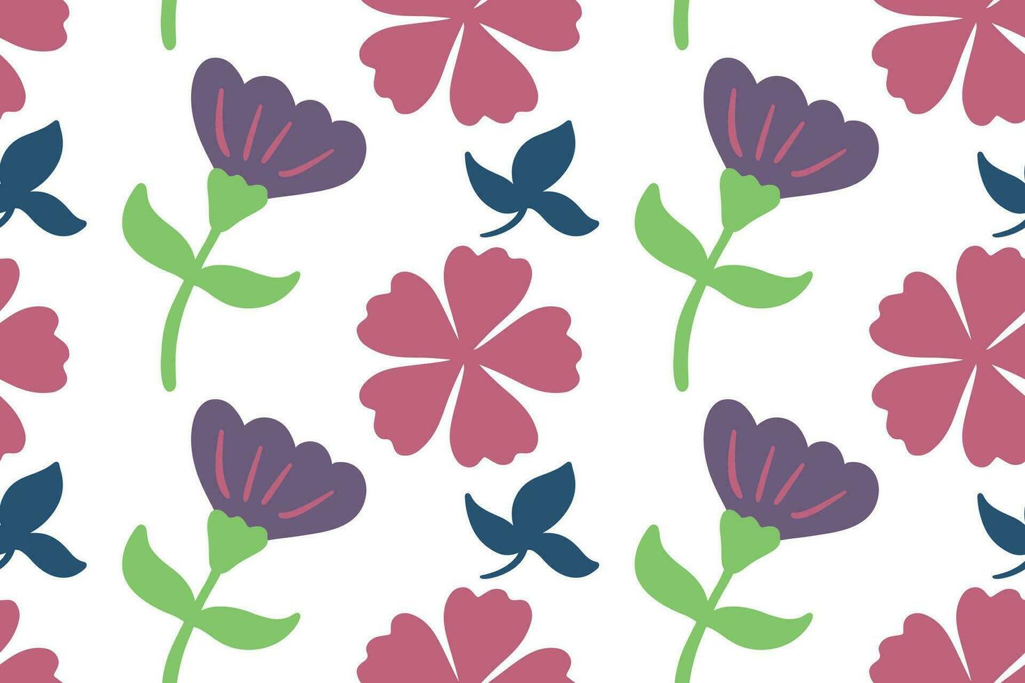 Floral hand drawn illustration seamless pattern for fabric print vector