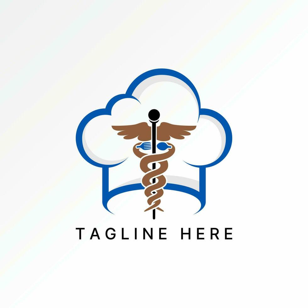 Logo design graphic concept creative abstract premium stock vector chef hat and medical symbol with spoon fork. Related to health care food restaurant