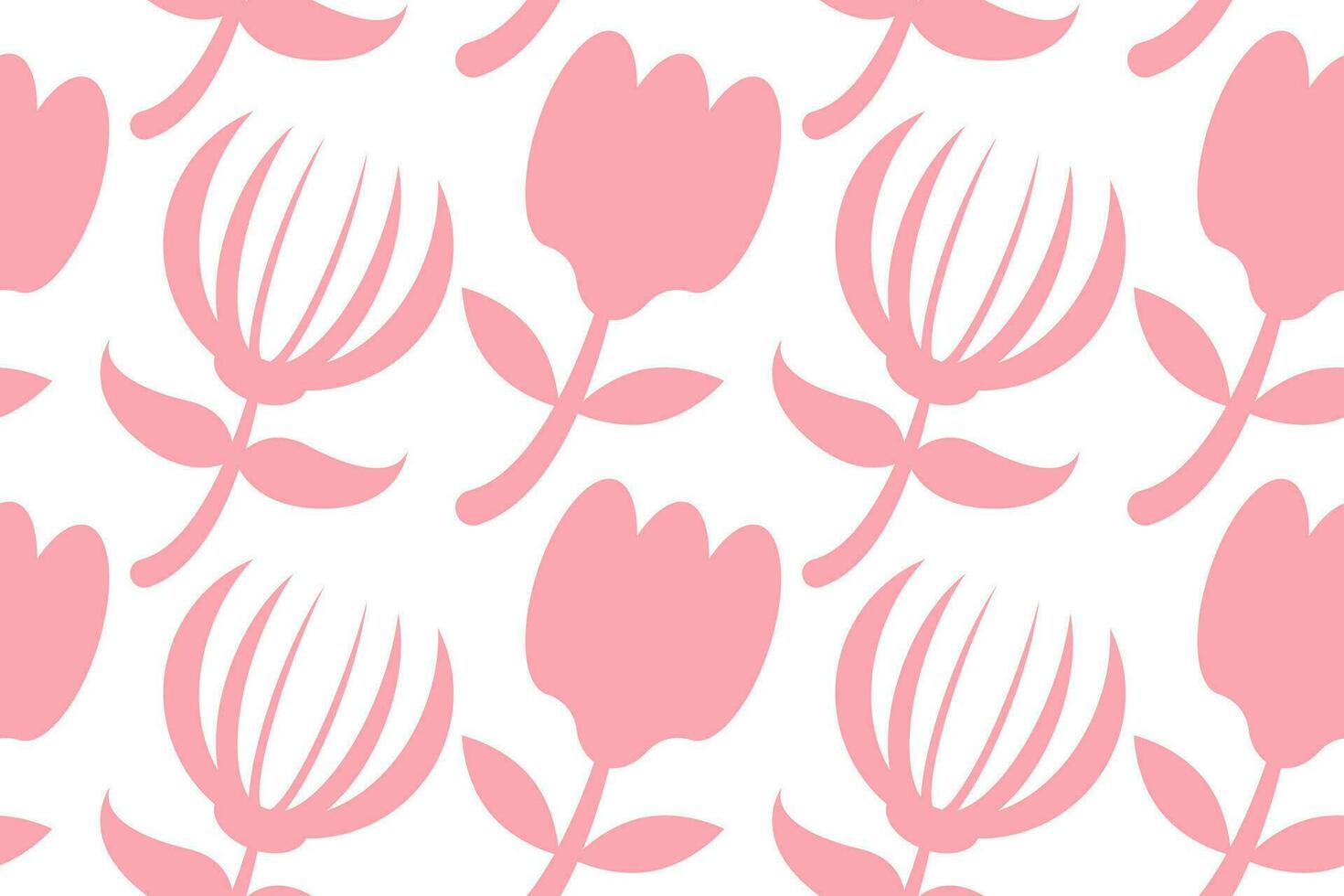 Hand drawn pink flowers seamless pattern for fabric print vector