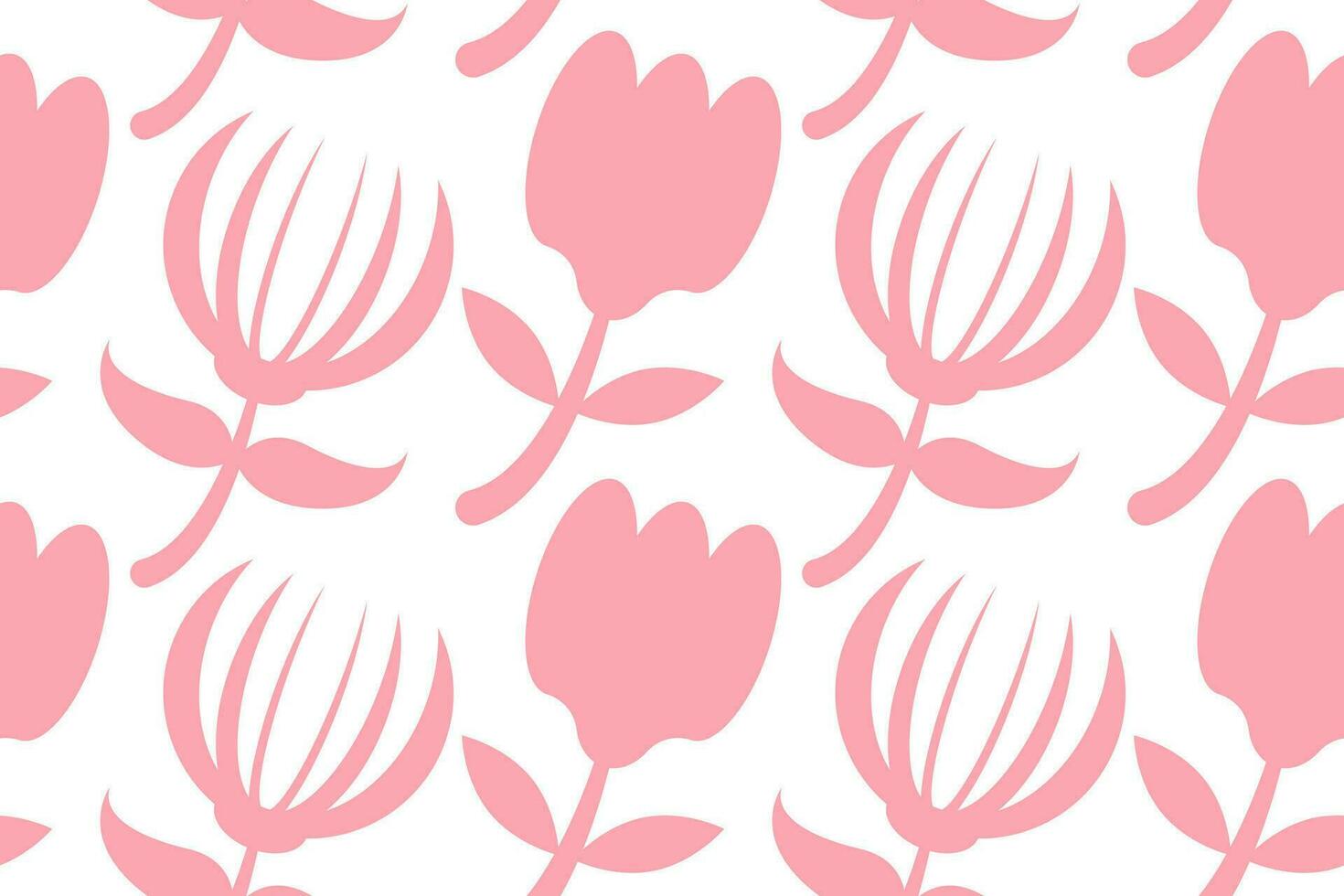 Hand drawn pink flowers seamless pattern for fabric print vector