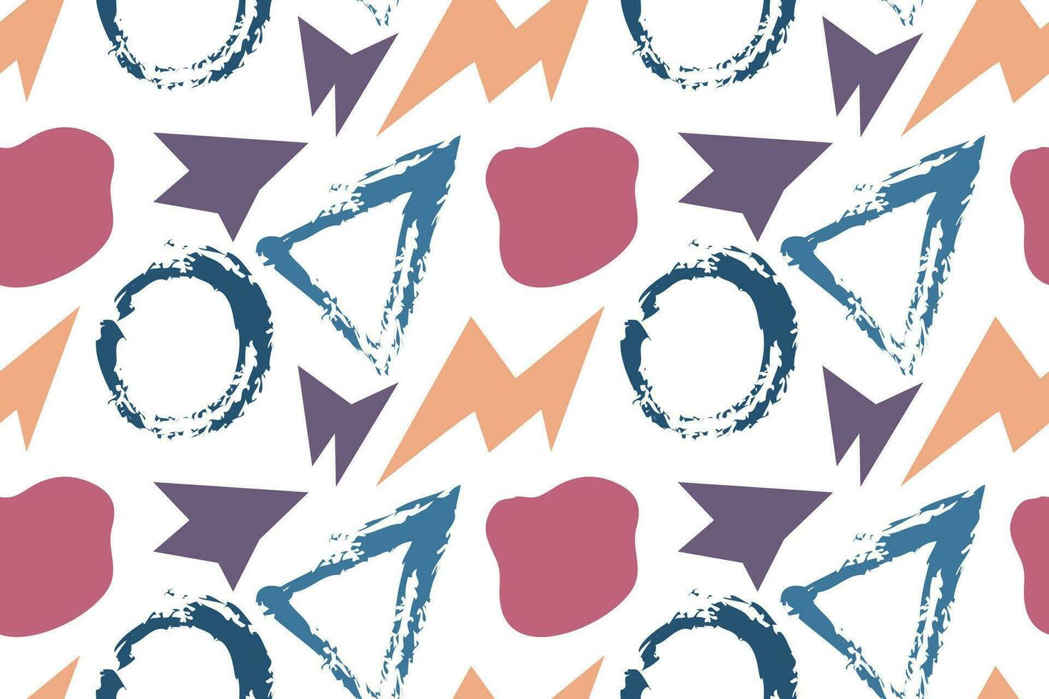 Hand drawn abstract shapes and brushes seamless pattern for fabric print vector