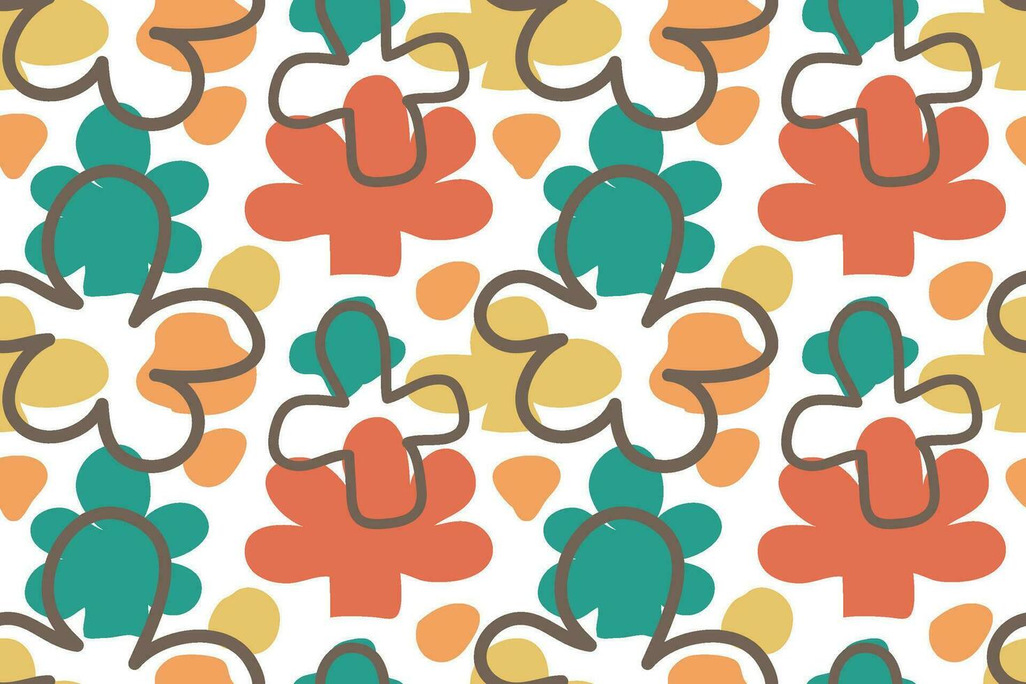 Seamless pattern with abstract organic floral hand drawn vector