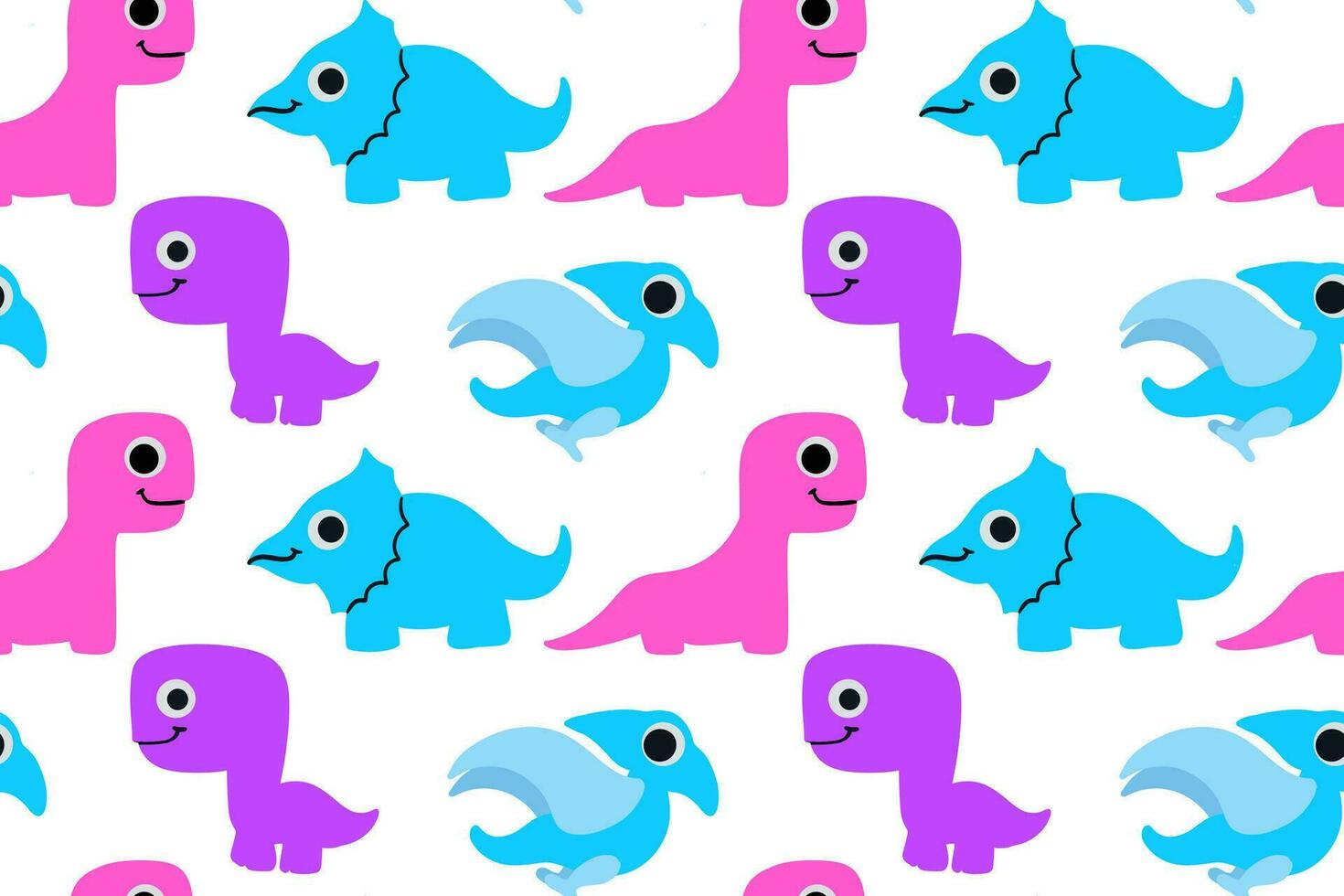Little dinosaurs cute seamless pattern vector