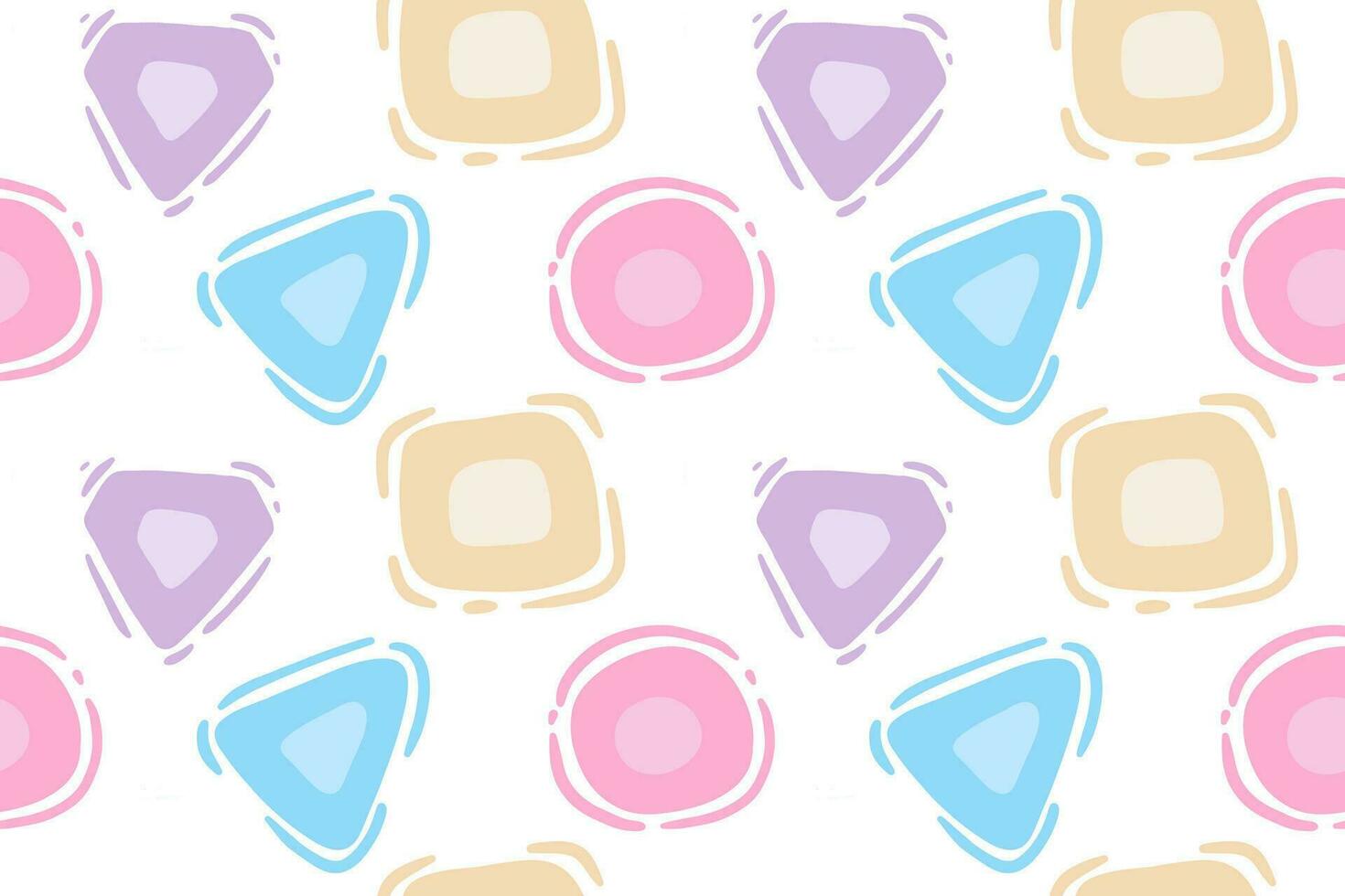 Seamless pattern hand drawn cute geometric shapes vector