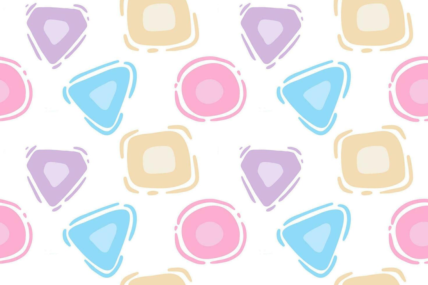 Seamless pattern hand drawn cute geometric shapes vector