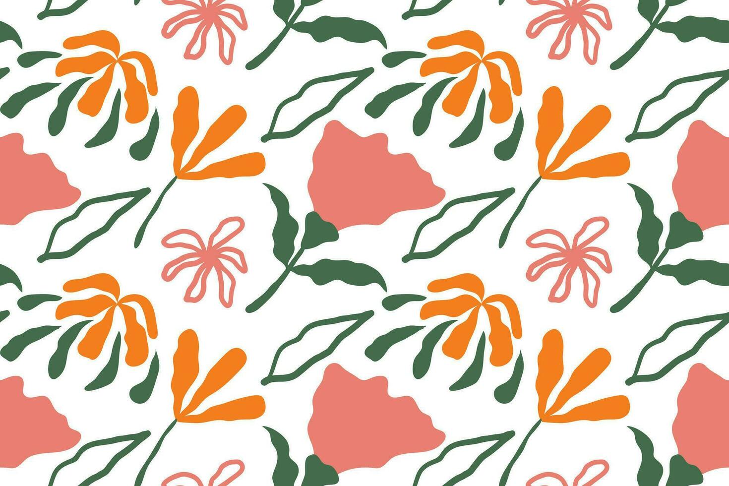 Seamless pattern with hand drawn flowers and leaves for fabric print vector