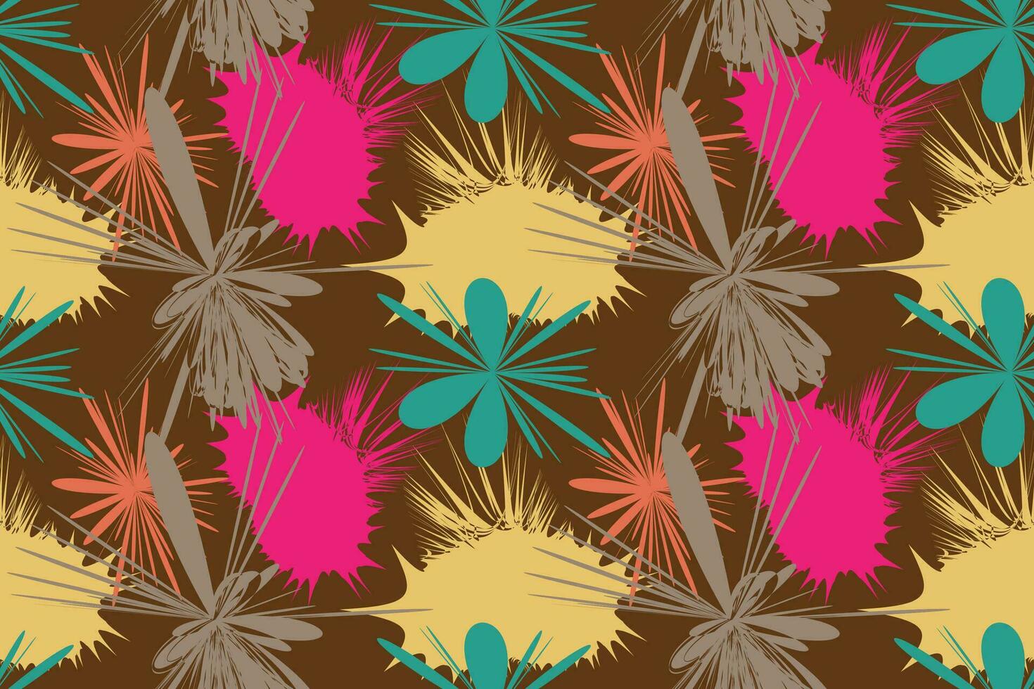Seamless pattern with hand drawn abstract floral for fabric print vector