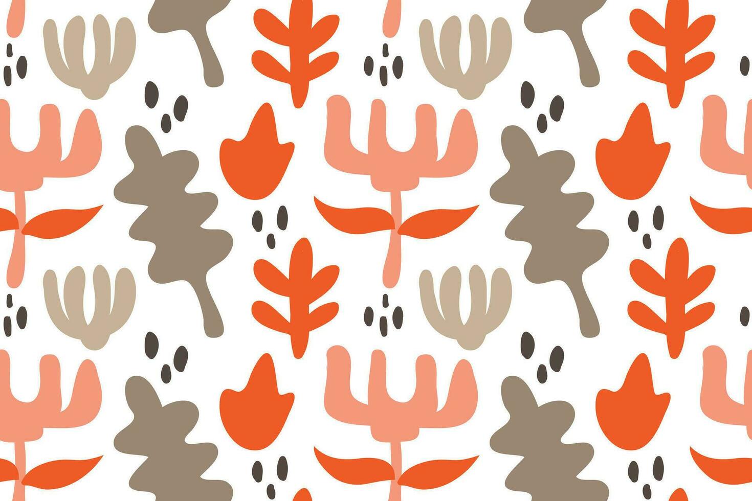 Seamless pattern with hand drawn abstract organic shapes and floral for fabric print vector