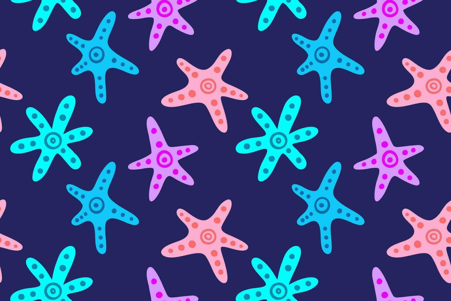 Starfish hand drawn flat cute seamless pattern vector