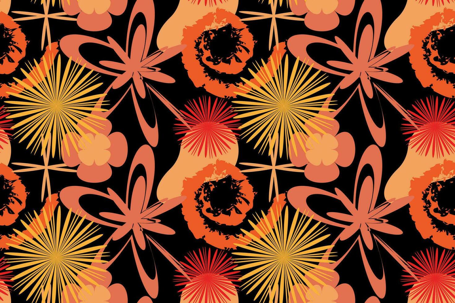 Seamless pattern with hand drawn abstract organic floral theme for fabric print design vector
