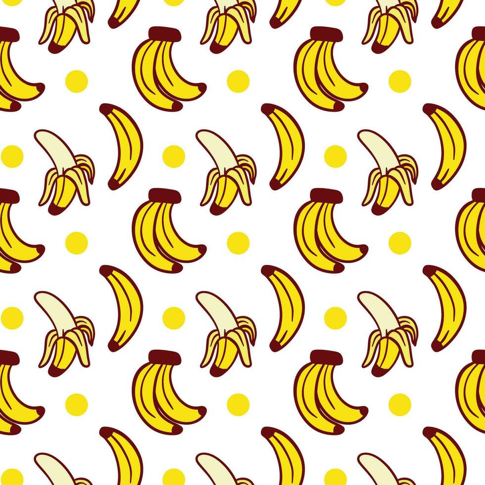 Hand drawn banana cartoon illustration seamless pattern vector