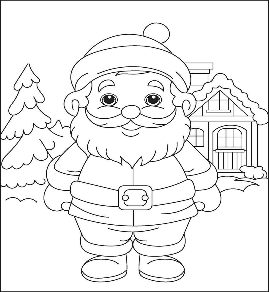 Chistmas Adults and Kids Coloring page vector