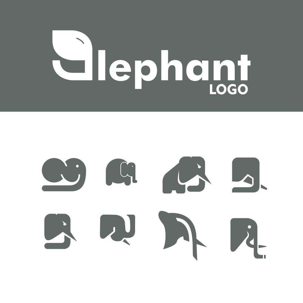 conjunto de elefante logo icono vector modelo