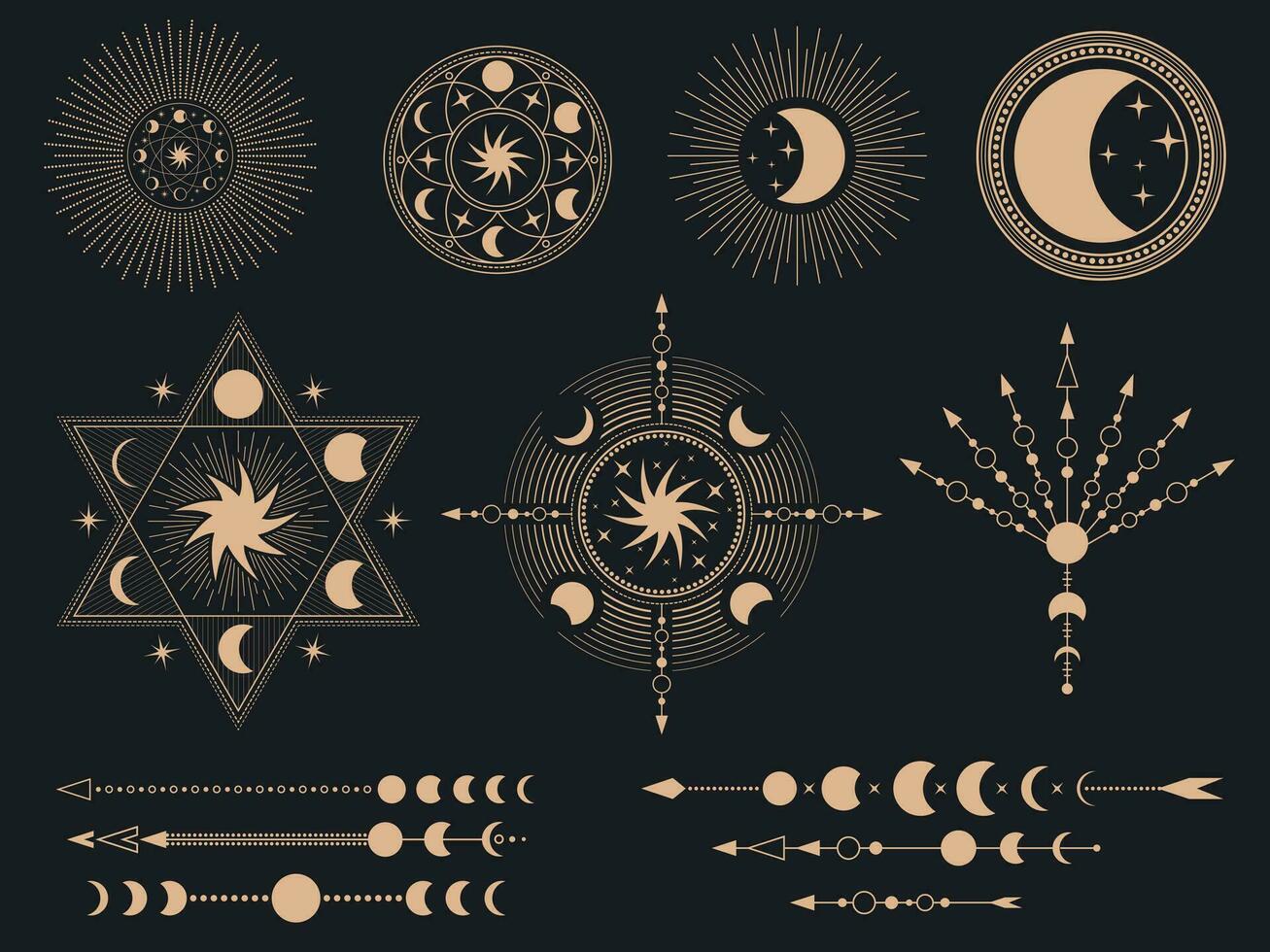 Mystic magic symbols. Vector illustration of set