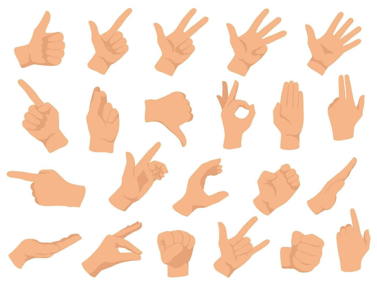 Hand gestures. Vector illustration set, counting fingers